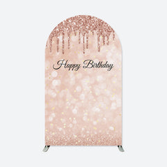 Aperturee - Rose Gold Glitter Birthday Double Sided Arch Backdrop