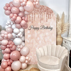 Aperturee - Rose Gold Glitter Birthday Double Sided Arch Backdrop