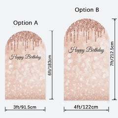 Aperturee - Rose Gold Glitter Birthday Double Sided Arch Backdrop