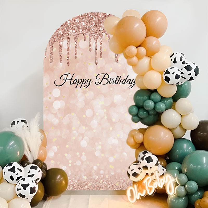 Aperturee - Rose Gold Glitter Birthday Double Sided Arch Backdrop