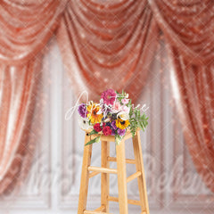 Aperturee - Rose Gold Glitter Curtain Retro Wall Photo Backdrop