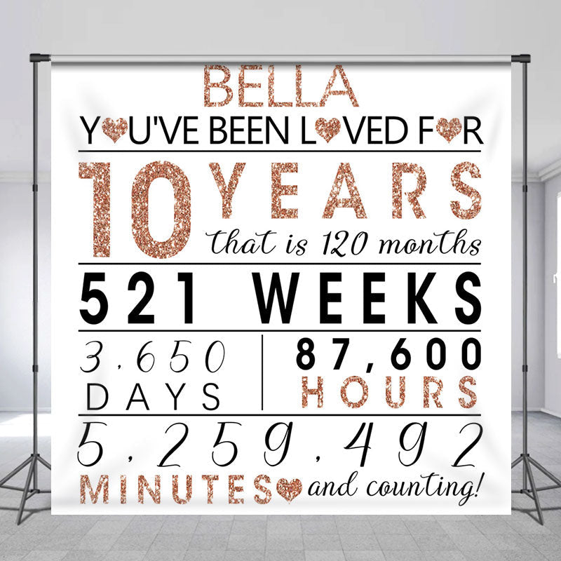 Aperturee - Rose Gold Glitter Letter Custom Anniversary Backdrop