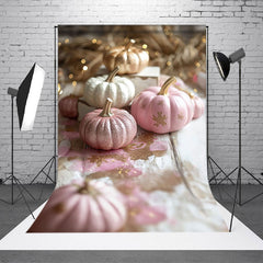 Aperturee - Rose Gold Glitter Pumpkins Bokeh Backdrop For Photo