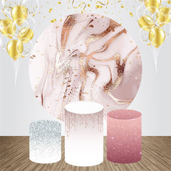 Aperturee - Rose Gold Glitter Round Backdrop Kit For Birthday