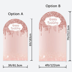 Aperturee - Rose Gold Happy Birthday Double Sided Arch Backdrop