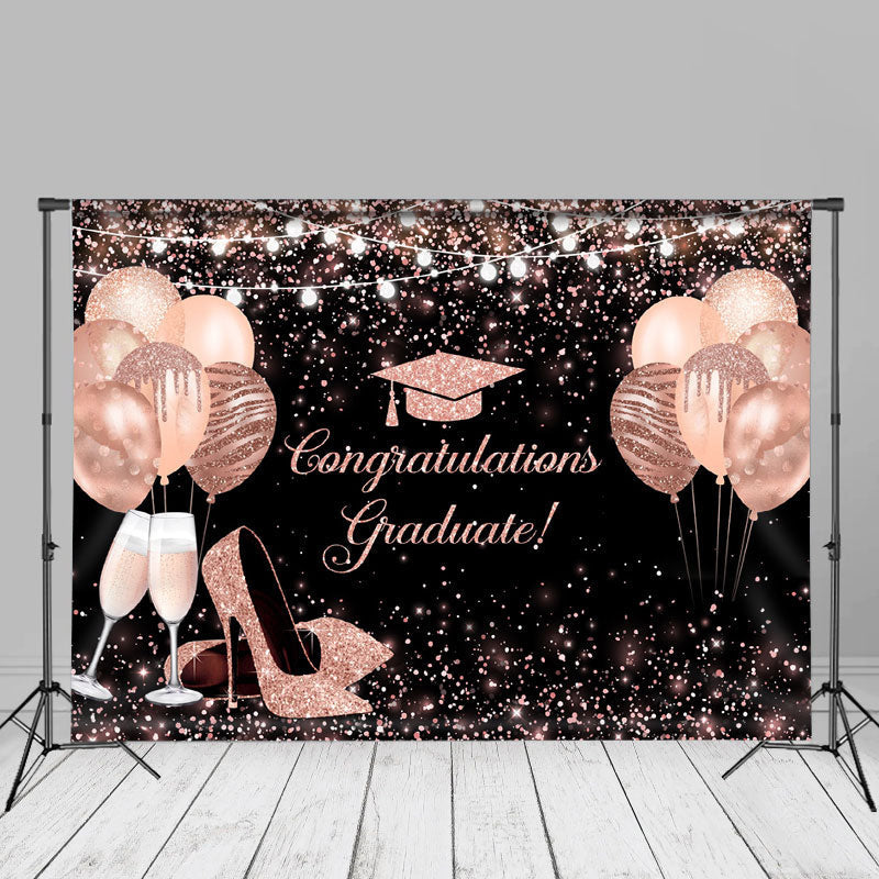 Aperturee - Rose Gold Heel Balloon Grad Photography Backdrop