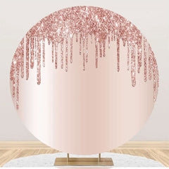 Aperturee - Rose Gold Solid Color Glitters Round Party Backdrop