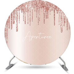 Aperturee - Rose Gold Solid Color Glitters Round Party Backdrop