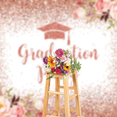 Aperturee - Rose Gold Sparkling Floral Grad Photo Booth Backdrop