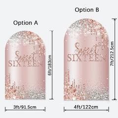 Aperturee - Rose Gold Sweet 16 Birthday Double Sided Arch Backdrop