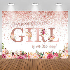 Aperturee - Rose Gold Sweet Girl Is On The Way Baby Shower Backdrop