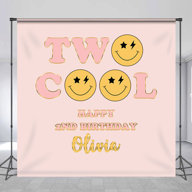 Aperturee - Rose Gold Two Cool Custom Smile Girl Birthday Backdrop