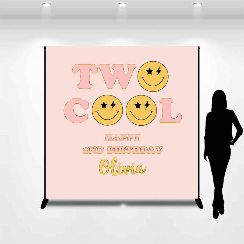 Aperturee - Rose Gold Two Cool Custom Smile Girl Birthday Backdrop