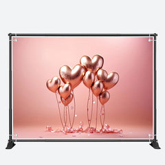 Aperturee - Rose Golden Heart Balloons Valentines Day Backdrop