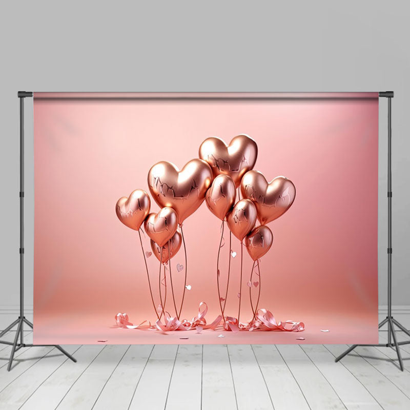 Aperturee - Rose Golden Heart Balloons Valentines Day Backdrop