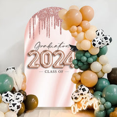 Aperturee - Rose Pink Glitter Class Of 2024 Grad Arch Backdrop