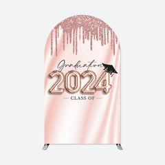 Aperturee - Rose Pink Glitter Class Of 2024 Grad Arch Backdrop