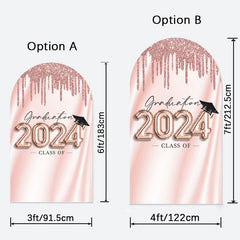 Aperturee - Rose Pink Glitter Class Of 2024 Grad Arch Backdrop