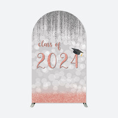 Aperturee - Rose Pink Silver Class 2024 Grad Party Arch Backdrop