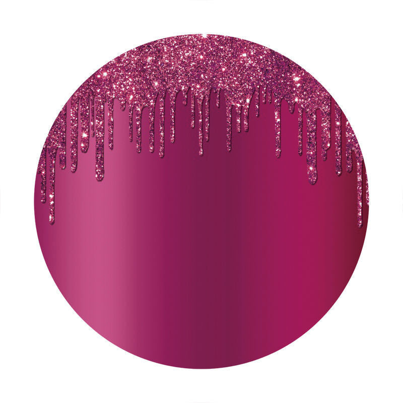 Aperturee - Rose Red Glitter Round Birthday Party Backdrop