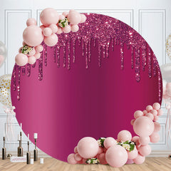 Aperturee - Rose Red Glitter Round Birthday Party Backdrop