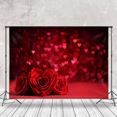 Aperturee - Rose Red Heart Bokeh Valentines Day Photo Backdrop