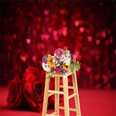 Aperturee - Rose Red Heart Bokeh Valentines Day Photo Backdrop