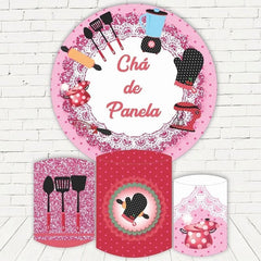 Aperturee Rose Red Kitchenware Round Birthday Party Backdrop Kit