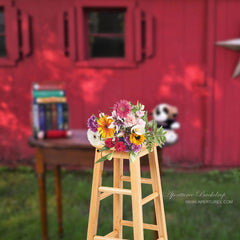 Aperturee - Rose Red Wall Table Doll Backdrop To School Backdrop