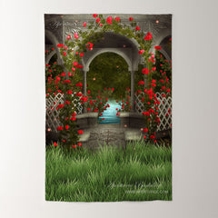 Aperturee - Roses Garden Grass Valentines Day Photo Backdrop