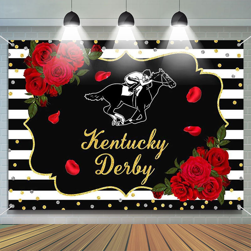 Aperturee - Roses Horse Race Black White Kentucky Derby Backdrop