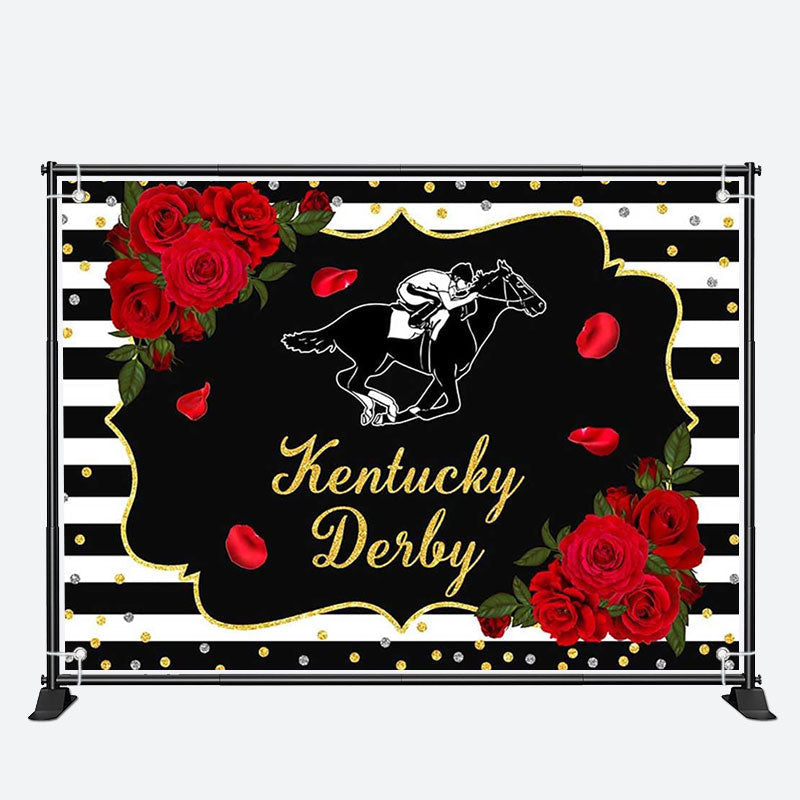 Aperturee - Roses Horse Race Black White Kentucky Derby Backdrop