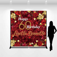 Aperturee - Roses Red Gold 50th Personalized Birthday Backdrop