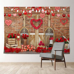 Aperturee - Roses With Heart Flag Love Valentine Backdrop