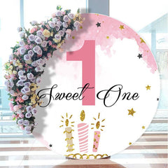 Aperturee - Round 1 Sweet One Pink And Glitter Birthday Backdrop