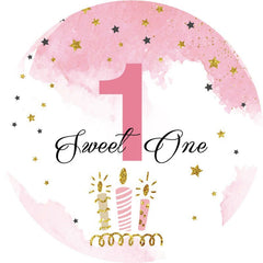 Aperturee - Round 1 Sweet One Pink And Glitter Birthday Backdrop