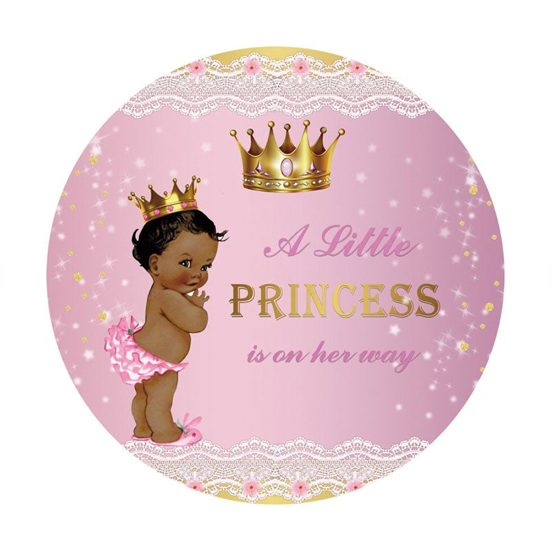 Aperturee - Round A Little Princess Is On The Way Baby Shower Backdrop