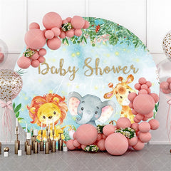 Aperturee Round Animals And Flower Glitter Baby Shower Backdrop