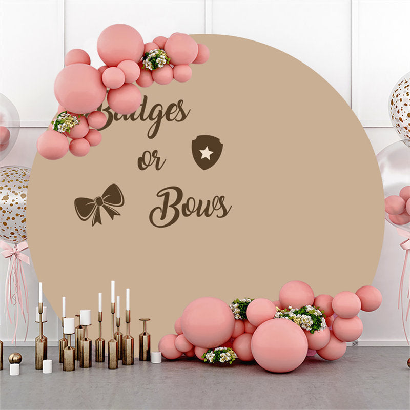 Aperturee - Round Badge Or Bow Brown Backdrop For Gender Reveal