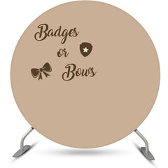 Aperturee - Round Badge Or Bow Brown Backdrop For Gender Reveal