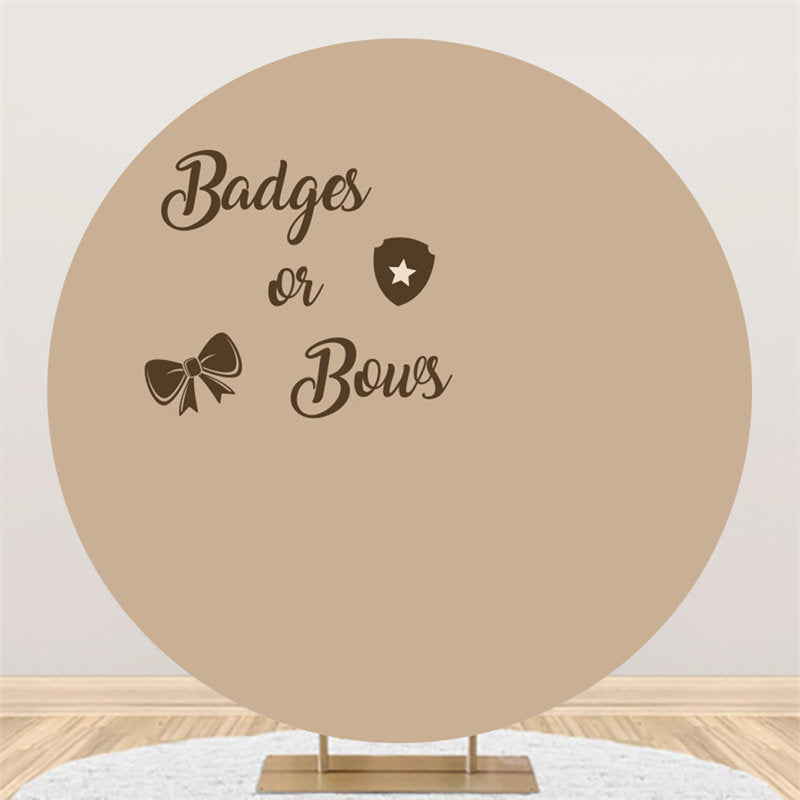 Aperturee - Round Badge Or Bow Brown Backdrop For Gender Reveal