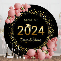 Aperturee - Round Black And Gold Class 2024 Graduation Backdrop