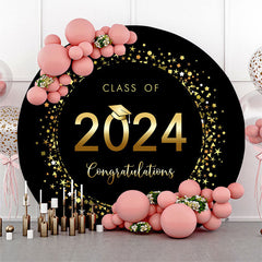 Aperturee - Round Black And Gold Class 2024 Graduation Backdrop