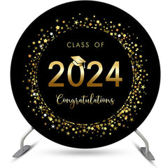 Aperturee - Round Black And Gold Class 2024 Graduation Backdrop