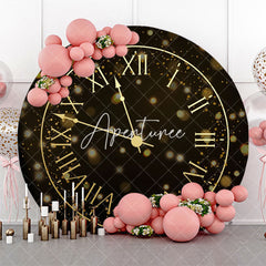 Aperturee - Round Black Bokeh Laeacco Clock Birthday Backdrop