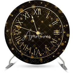 Aperturee - Round Black Bokeh Laeacco Clock Birthday Backdrop