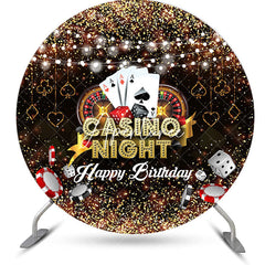 Aperturee - Round Black Casino Night Backdrop For Birthday Party