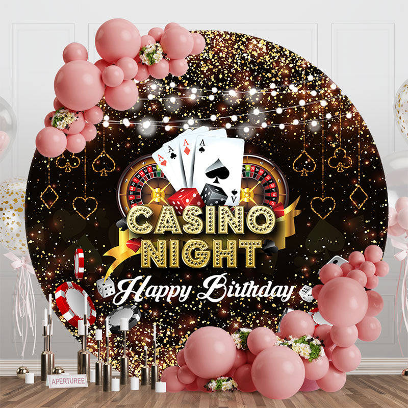 Aperturee - Round Black Casino Night Backdrop For Birthday Party