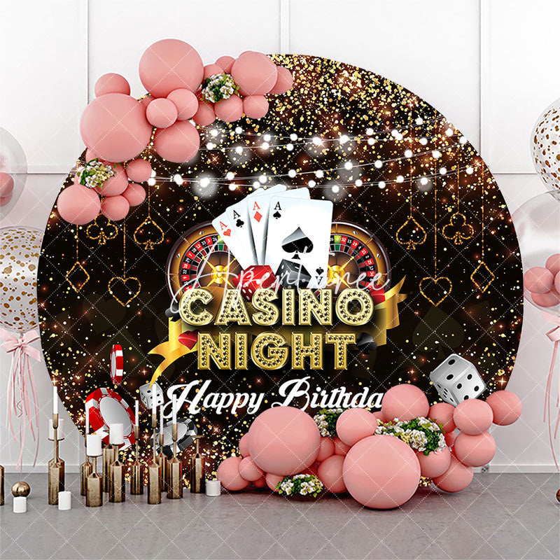 Aperturee - Round Black Casino Night Backdrop For Birthday Party