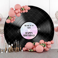 Aperturee - Round Black Disc Musicalis Life Birthday Backdrop